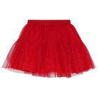 Girls White & Red Tulle Skirt Set, 2, hi-res